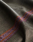 Charcoal Gray Pashmina Shawl Hashidar Embroidery - the Atelier H