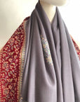 Elegant Gray Embroidery Pashmina Shawl - the Atelier H