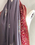 Elegant Gray Embroidery Pashmina Shawl - the Atelier H