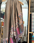 Charcoal Gray Doshalla Kani Palla Pashmina Shawl - the Atelier H