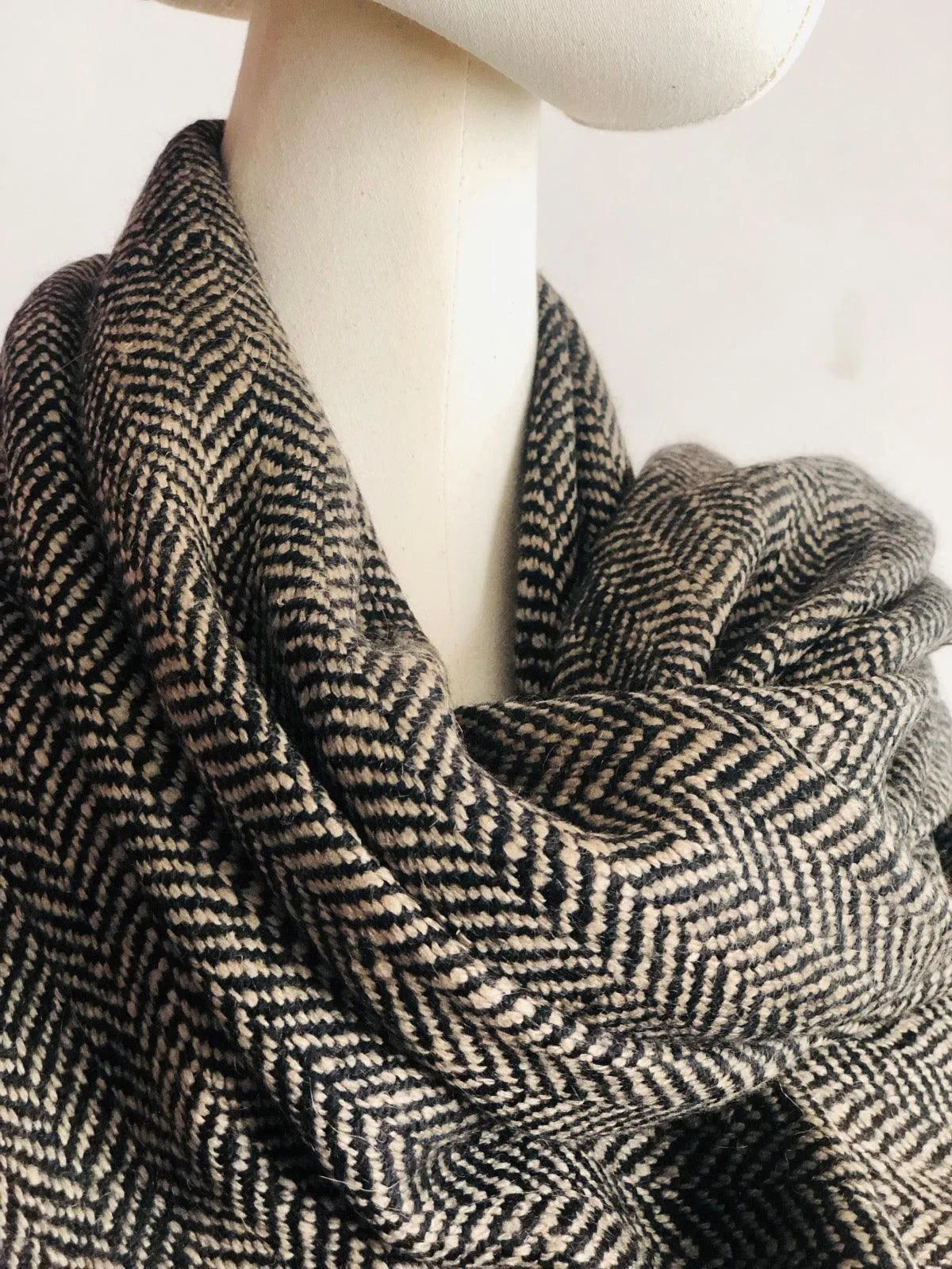 Extra Warm Herrington Bone IKAT Weave Pashmina Shawl - the Atelier H