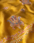 Extra Fine Mustard Floral Design Pashmina Shawl - the Atelier H