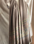 Natural Gray Hand Embroidery Pashmina Shawl Classic Almond Design - the Atelier H