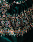 Emerald Green Paisley Embroidery Pashmina Shawl - the Atelier H