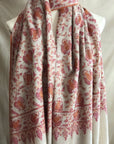 Saffron Floral Design Sozni Jamawar Pashmina Shawl - the Atelier H