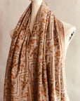 Beige Floral Design Sozni Jamawar Embroidery Pashmina Shawl - the Atelier H