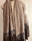 Beige Sozni Jamawar Pashmina Shawl Diamond Design - the Atelier H