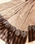 Beige Sozni Jamawar Pashmina Shawl Diamond Design - the Atelier H