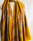 Mustard Paisley Design Embroidery Pashmina Shawl - the Atelier H