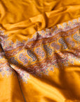 Mustard Paisley Design Embroidery Pashmina Shawl - the Atelier H