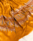 Mustard Paisley Design Embroidery Pashmina Shawl - the Atelier H