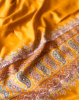 Mustard Paisley Design Embroidery Pashmina Shawl - the Atelier H