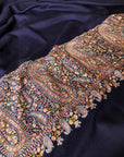 Extra Fine Navy Paisley Design Embroidery Pashmina Shawl - the Atelier H