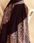 Extra Fine Navy Paisley Design Embroidery Pashmina Shawl - the Atelier H