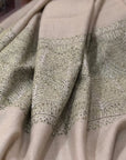 Natural White Palla Embroidery Pashmina Shawl - the Atelier H