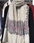 Natural White Palla Embroidery Pashmina Shawl - the Atelier H