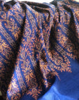 Persian Blue Tor Design Sozni Jamawar Pashmina Shawl - the Atelier H