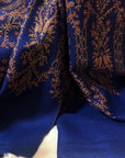 Persian Blue Tor Design Sozni Jamawar Pashmina Shawl - the Atelier H