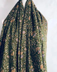 Emerald Green Silk Embroidery Pashmina Shawl - the Atelier H