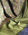 Emerald Green Silk Embroidery Pashmina Shawl - the Atelier H