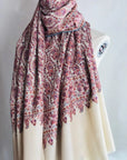 White Paisley Design Sozni Jamawar Pashmina Shawl - the Atelier H