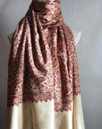 White Paisley Design Sozni Jamawar Embroidery Pashmina Shawl - the Atelier H