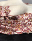 White Paisley Design Sozni Jamawar Embroidery Pashmina Shawl - the Atelier H