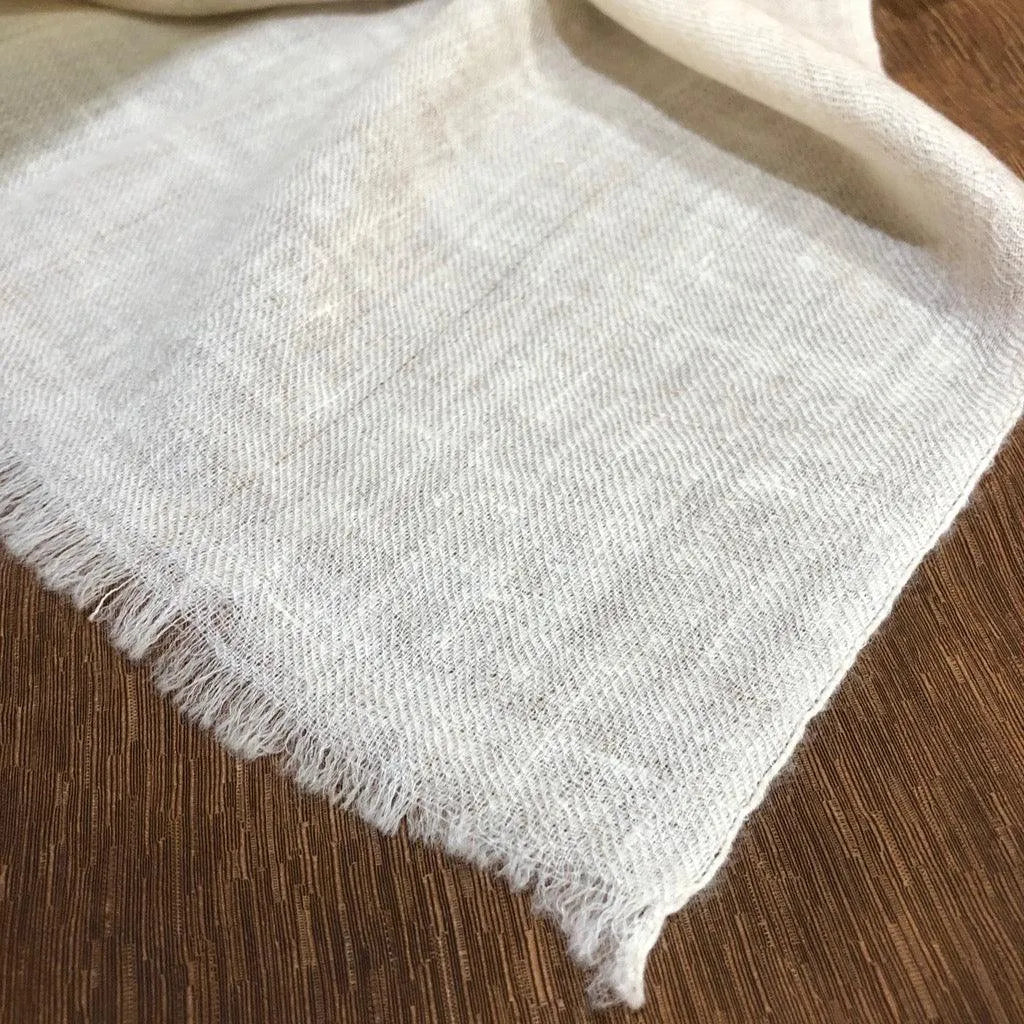 Natural White Handmade Plain Pashmina Scarf - the Atelier H