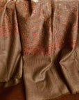 Dark Camel Silk Embroidery Pashmina Shawl - the Atelier H