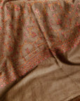 Dark Camel Silk Embroidery Pashmina Shawl - the Atelier H